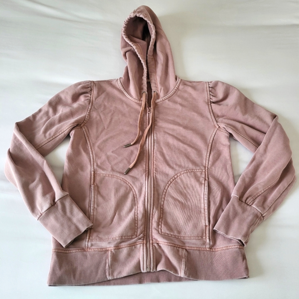 ANTHROPOLOGIE Daily Practice Pink Abstract Zip Up Hoodie Sweatshirt